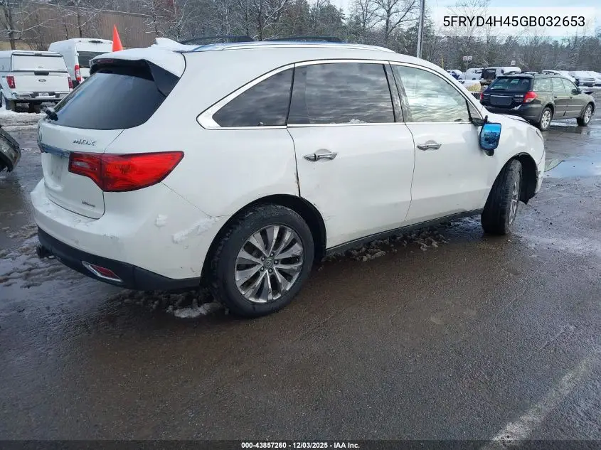 5FRYD4H45GB032653 2016 Acura Mdx Technology Acurawatch Plus Packages/Technology Package