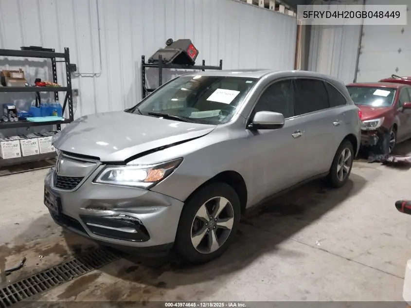 5FRYD4H20GB048449 2016 Acura Mdx Acurawatch Plus Package
