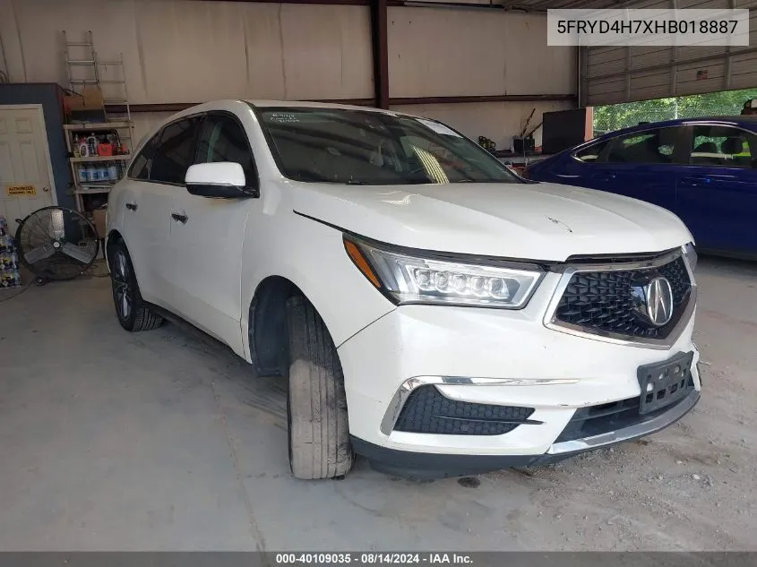 5FRYD4H7XHB018887 2017 Acura Mdx Technology Entertainment Pkgs