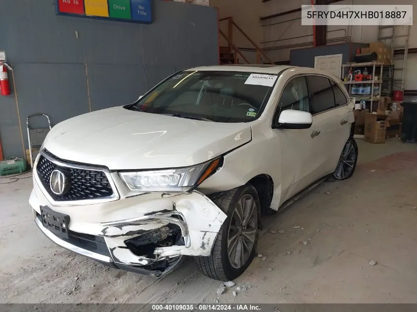 5FRYD4H7XHB018887 2017 Acura Mdx Technology Entertainment Pkgs