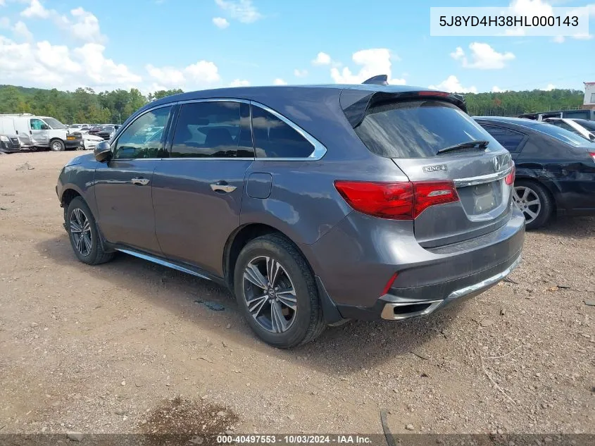 5J8YD4H38HL000143 2017 Acura Mdx