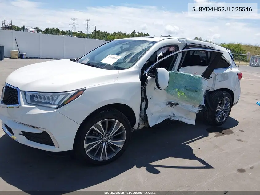 2018 Acura Mdx Technology Package Acurawatch Plus Pkg VIN: 5J8YD4H52JL025546 Lot: 45002209