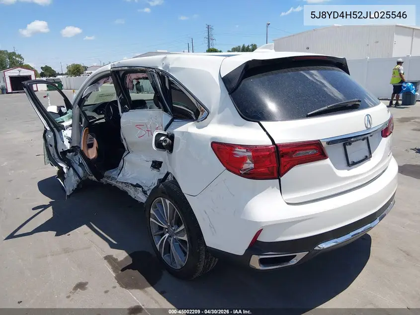 2018 Acura Mdx Technology Package Acurawatch Plus Pkg VIN: 5J8YD4H52JL025546 Lot: 45002209