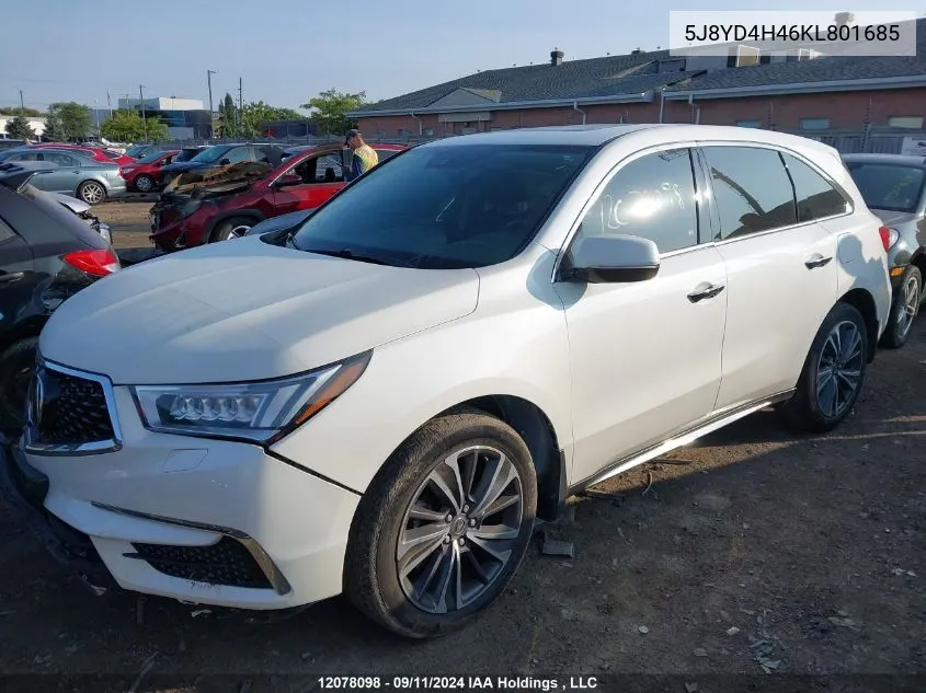 5J8YD4H46KL801685 2019 Acura Mdx