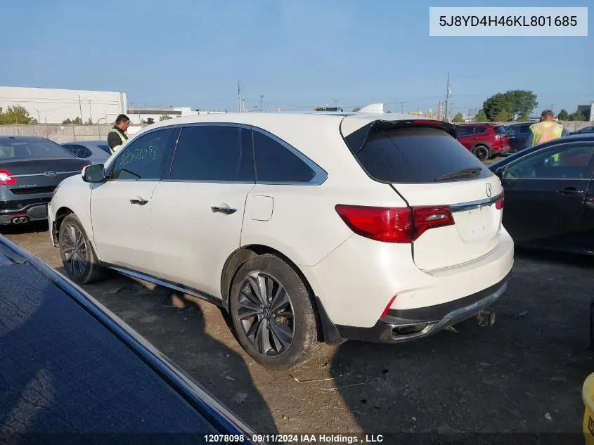 5J8YD4H46KL801685 2019 Acura Mdx