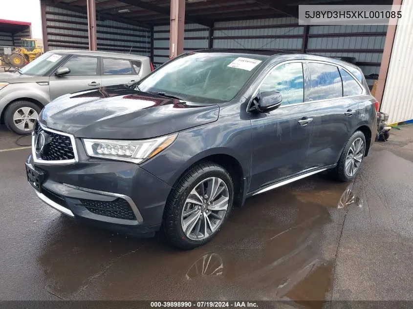 5J8YD3H5XKL001085 2019 Acura Mdx Tech Pkg