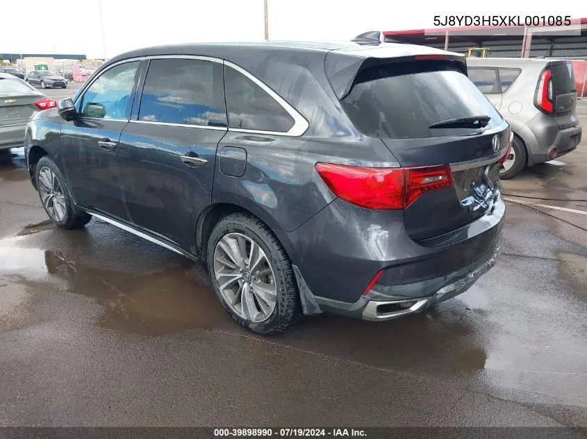 5J8YD3H5XKL001085 2019 Acura Mdx Tech Pkg