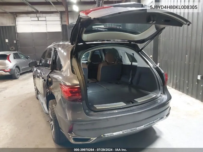 5J8YD4H80KL008305 2019 Acura Mdx Advance Pkg