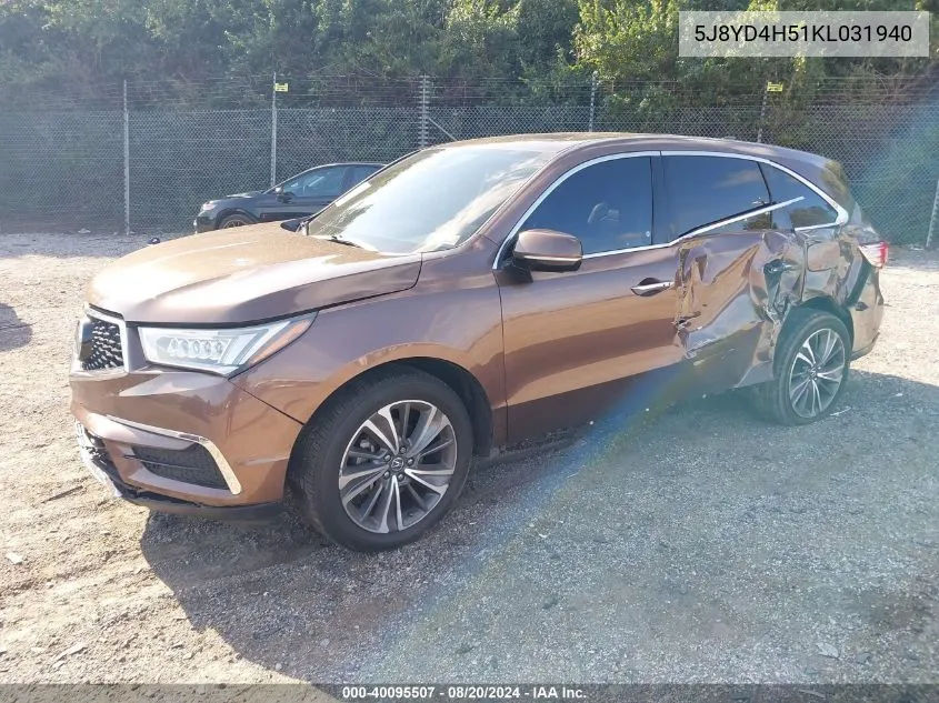 5J8YD4H51KL031940 2019 Acura Mdx Technology