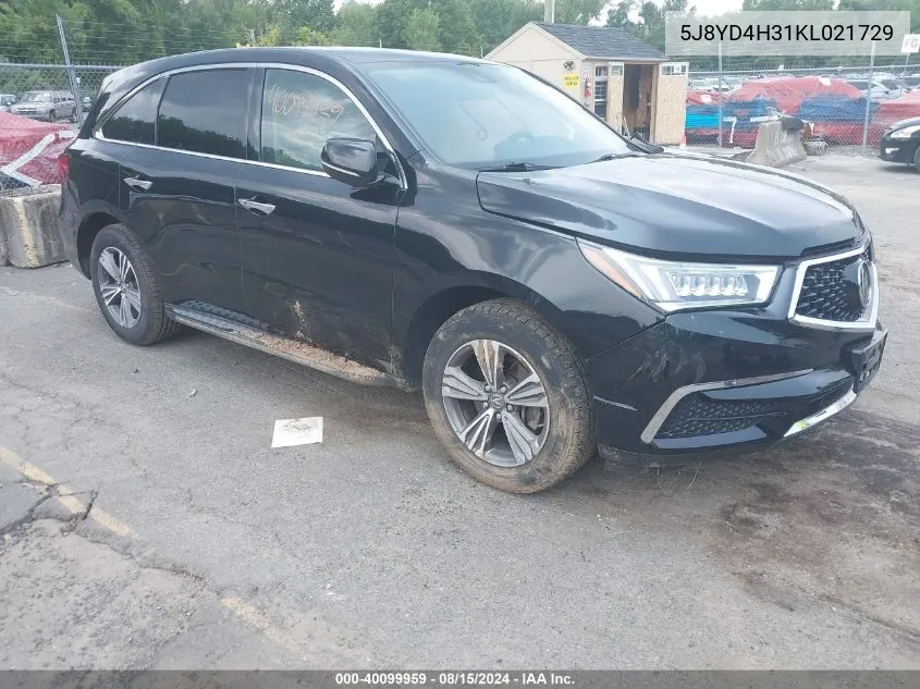 5J8YD4H31KL021729 2019 Acura Mdx Standard