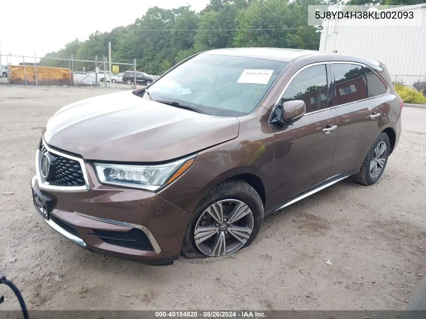 5J8YD4H38KL002093 2019 Acura Mdx Standard