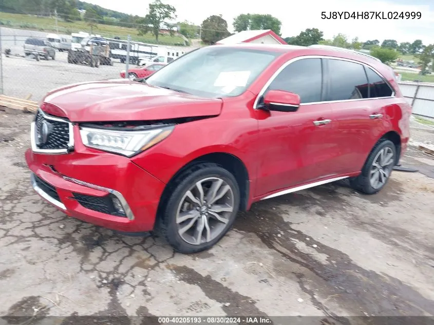 5J8YD4H87KL024999 2019 Acura Mdx Advance Pkg