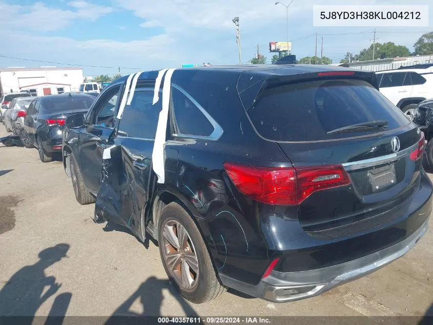 5J8YD3H38KL004212 2019 Acura Mdx Standard