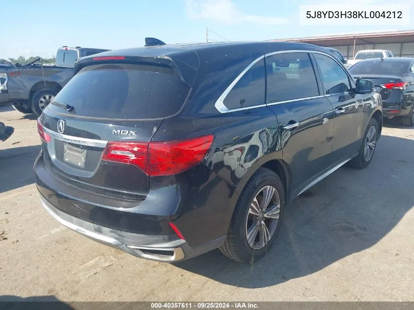 5J8YD3H38KL004212 2019 Acura Mdx Standard