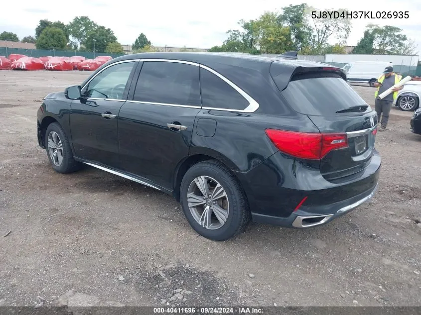 5J8YD4H37KL026935 2019 Acura Mdx Standard