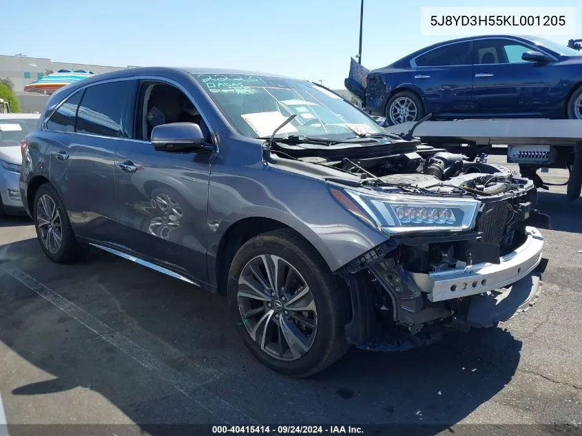 5J8YD3H55KL001205 2019 Acura Mdx Tech Pkg