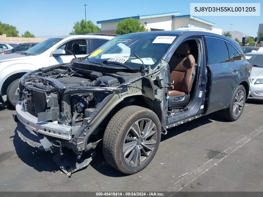 5J8YD3H55KL001205 2019 Acura Mdx Tech Pkg