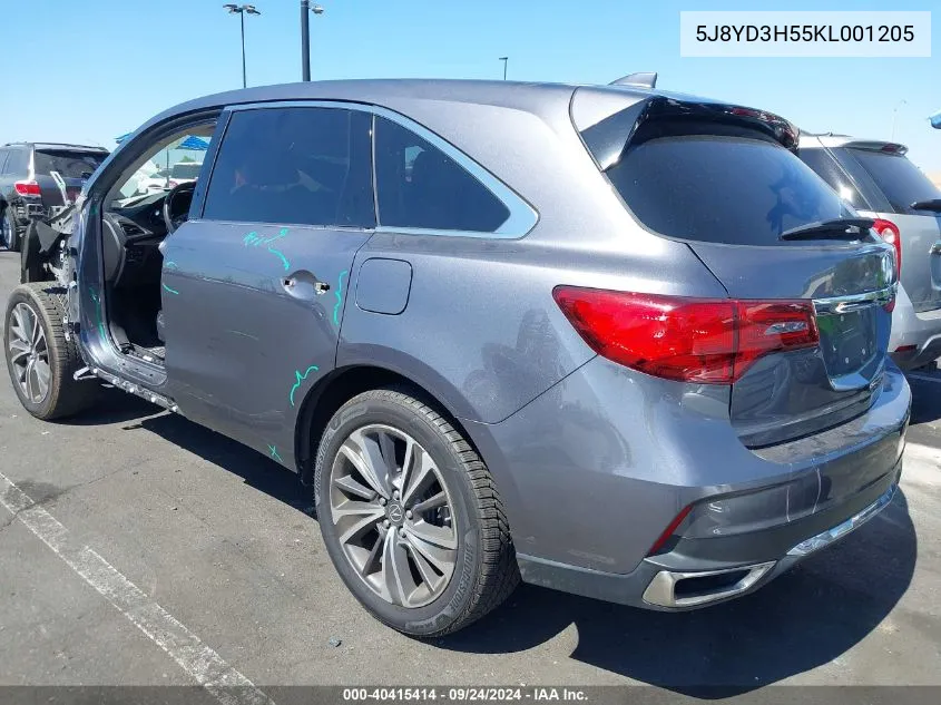 5J8YD3H55KL001205 2019 Acura Mdx Tech Pkg