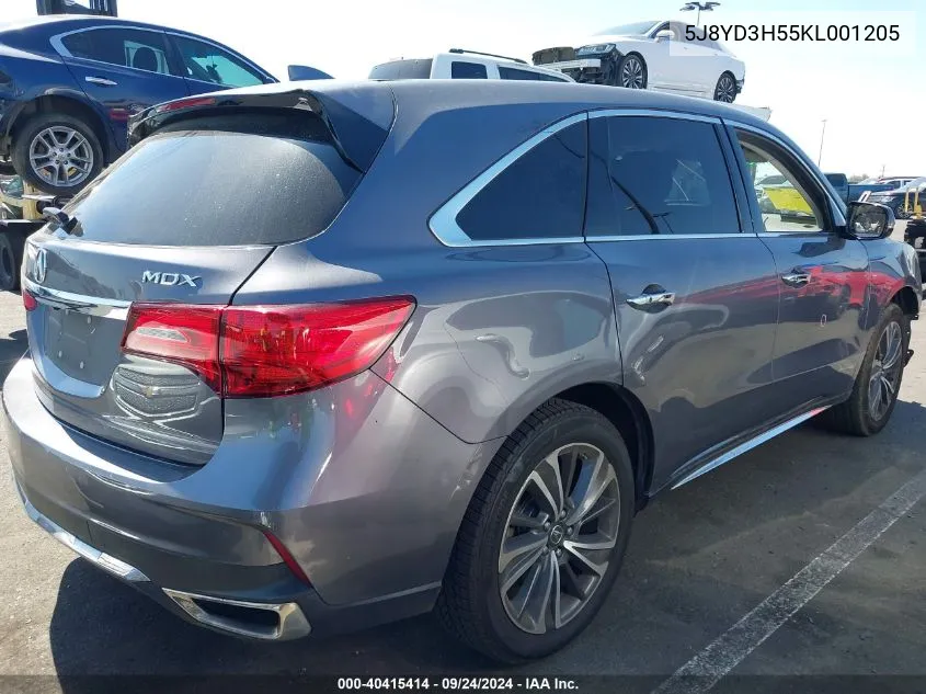 5J8YD3H55KL001205 2019 Acura Mdx Tech Pkg