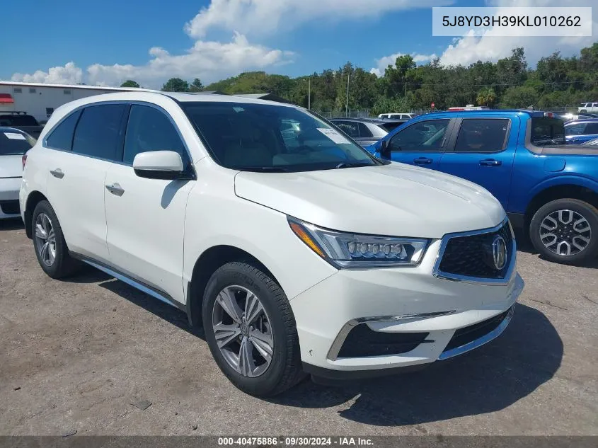 5J8YD3H39KL010262 2019 Acura Mdx