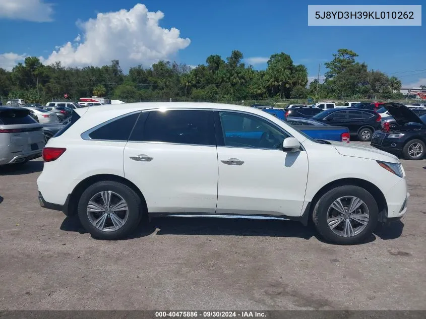 5J8YD3H39KL010262 2019 Acura Mdx