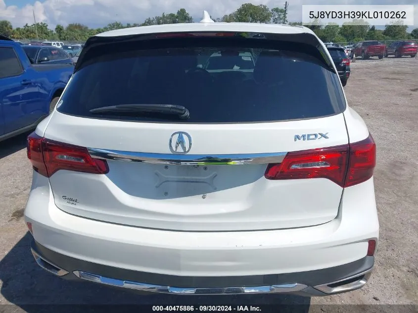 5J8YD3H39KL010262 2019 Acura Mdx