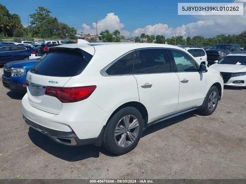 5J8YD3H39KL010262 2019 Acura Mdx