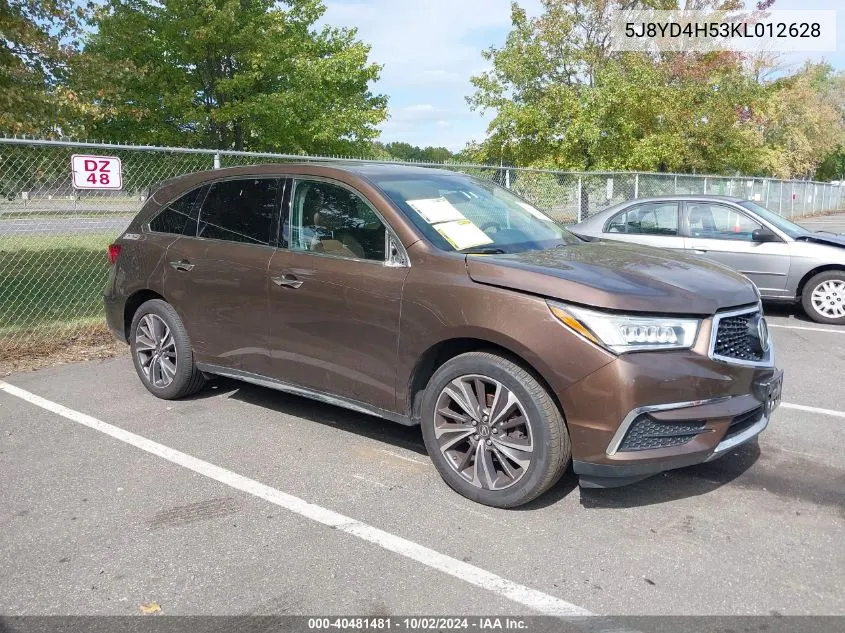 5J8YD4H53KL012628 2019 Acura Mdx Tech Pkg