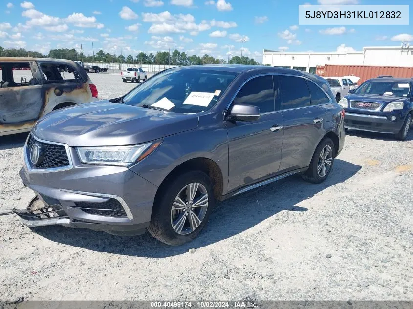 5J8YD3H31KL012832 2019 Acura Mdx Standard