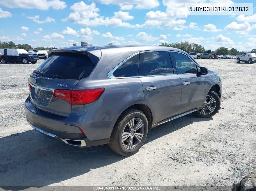 5J8YD3H31KL012832 2019 Acura Mdx Standard