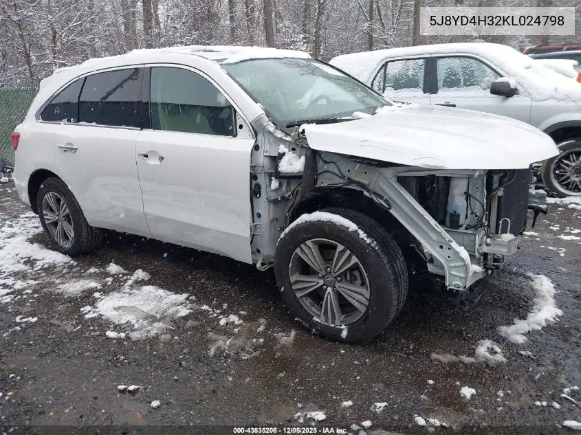 5J8YD4H32KL024798 2019 Acura Mdx Standard
