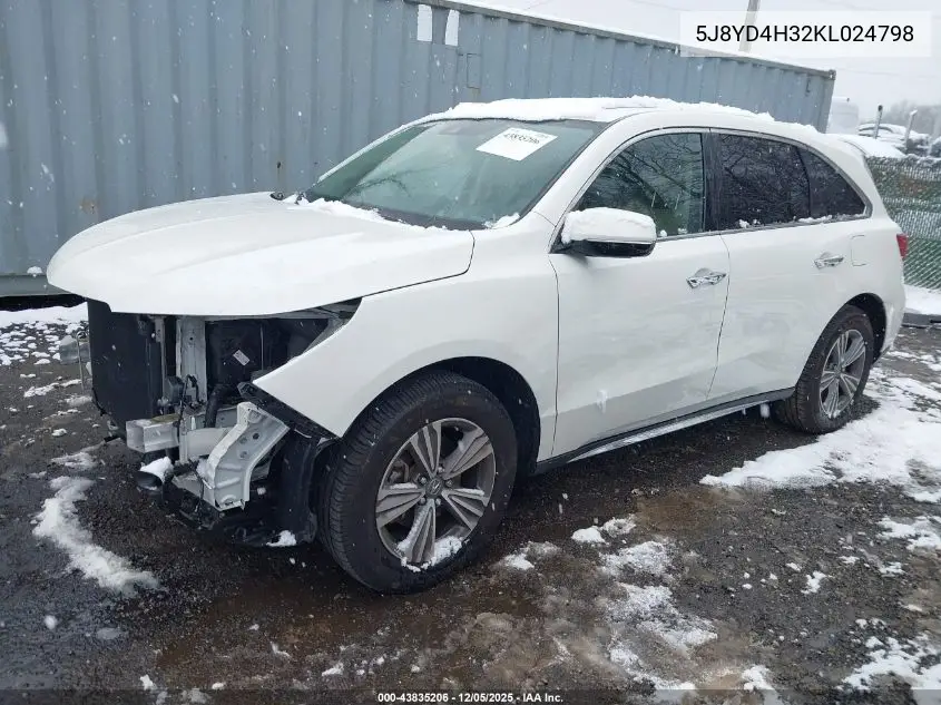 5J8YD4H32KL024798 2019 Acura Mdx Standard