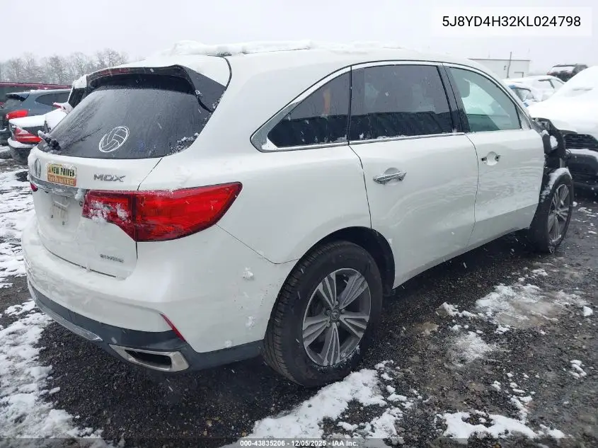 5J8YD4H32KL024798 2019 Acura Mdx Standard