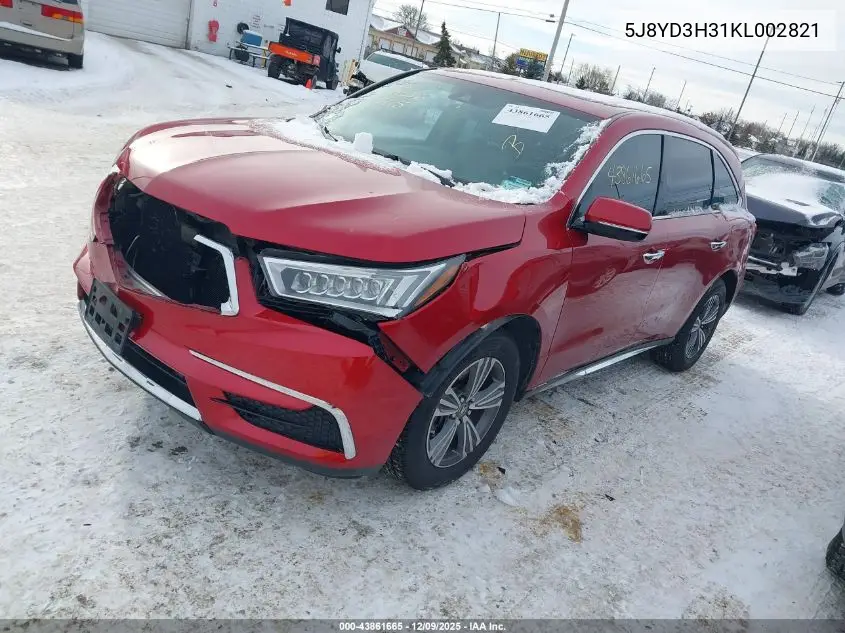 5J8YD3H31KL002821 2019 Acura Mdx Standard