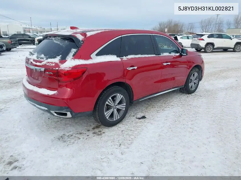 5J8YD3H31KL002821 2019 Acura Mdx Standard