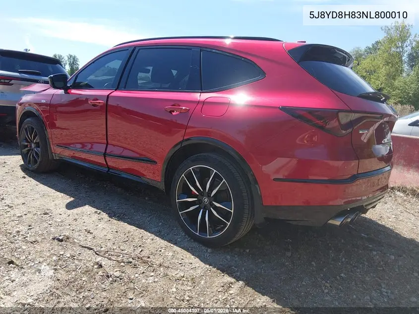 2022 Acura Mdx Type S W/Advance Package VIN: 5J8YD8H83NL800010 Lot: 45004307