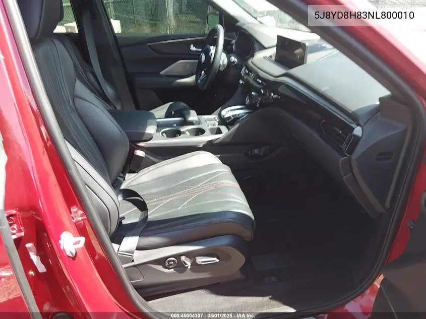 2022 Acura Mdx Type S W/Advance Package VIN: 5J8YD8H83NL800010 Lot: 45004307