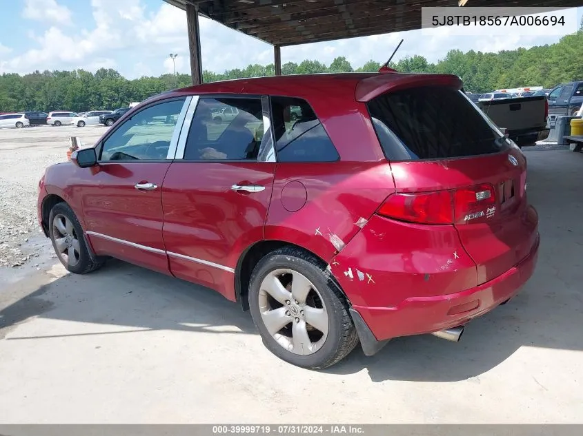 5J8TB18567A006694 2007 Acura Rdx