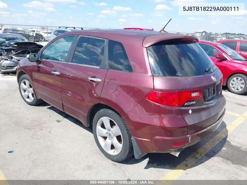 5J8TB18229A000111 2009 Acura Rdx