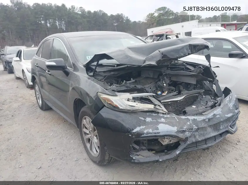 5J8TB3H36GL009478 2016 Acura Rdx Acurawatch Plus Pkg