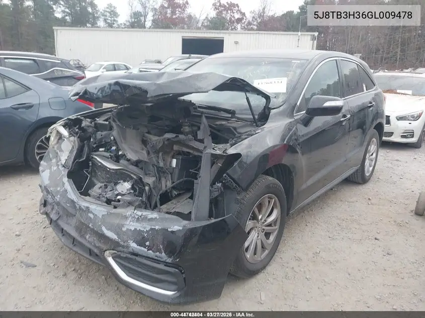 5J8TB3H36GL009478 2016 Acura Rdx Acurawatch Plus Pkg