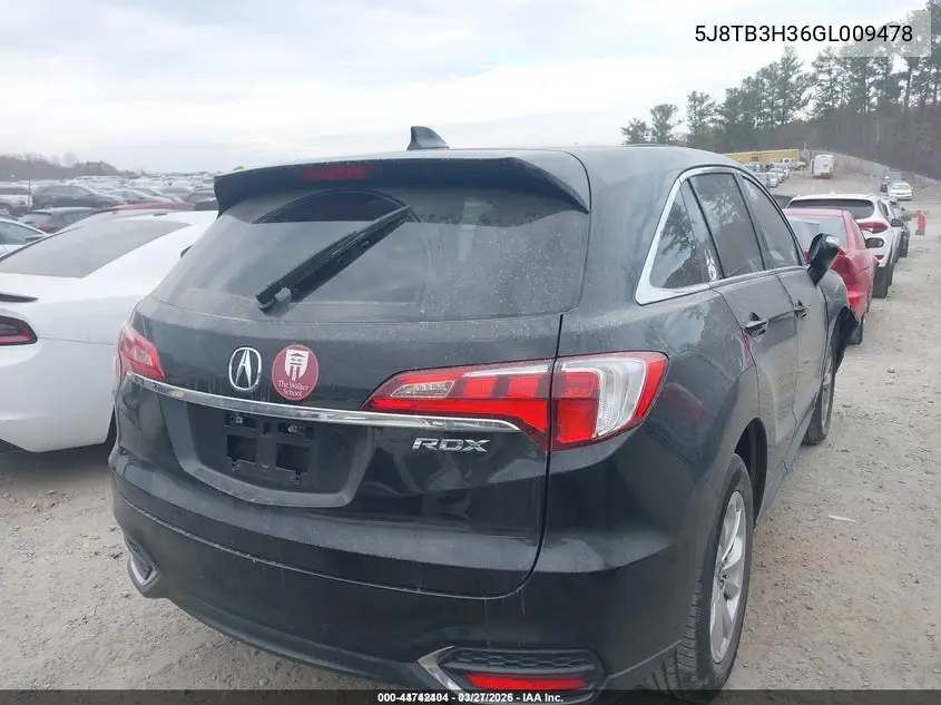 5J8TB3H36GL009478 2016 Acura Rdx Acurawatch Plus Pkg