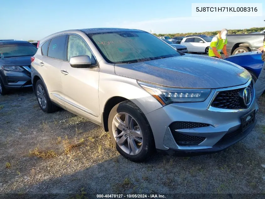 5J8TC1H71KL008316 2019 Acura Rdx Advance