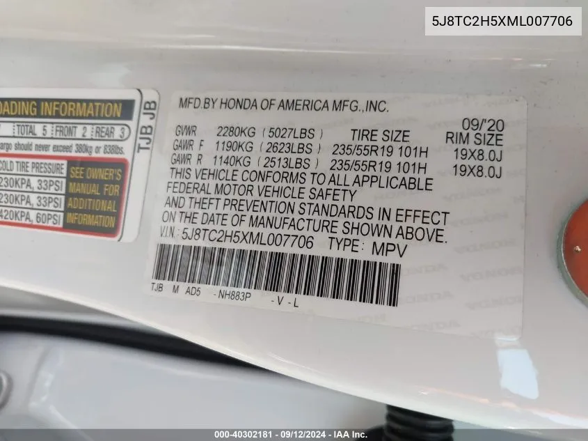 5J8TC2H5XML007706 2021 Acura Rdx Technology