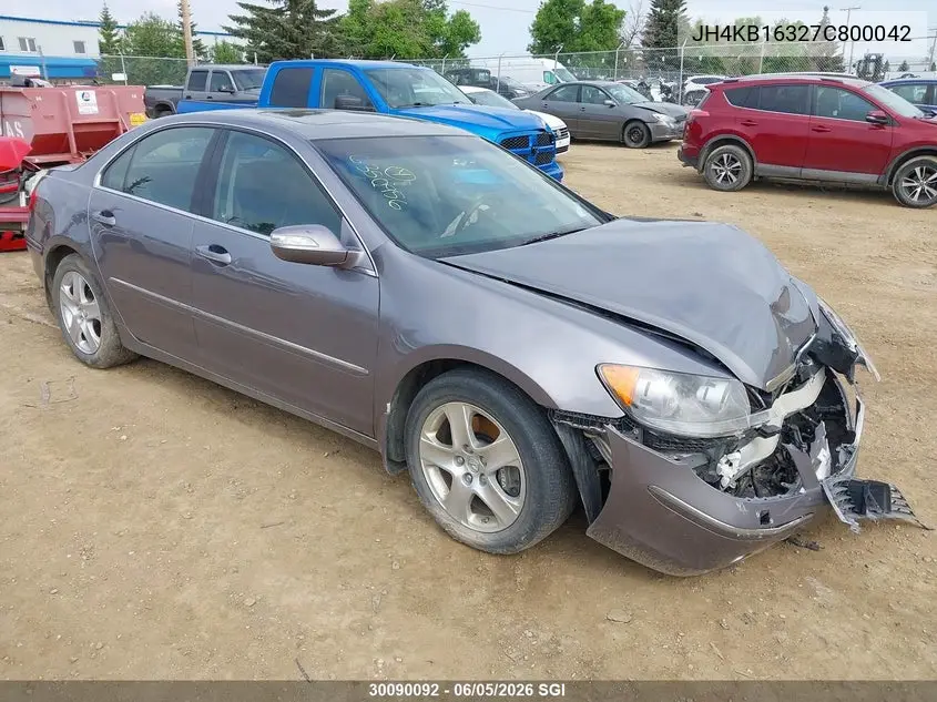 2007 Acura Rl VIN: JH4KB16327C800042 Lot: 30090092