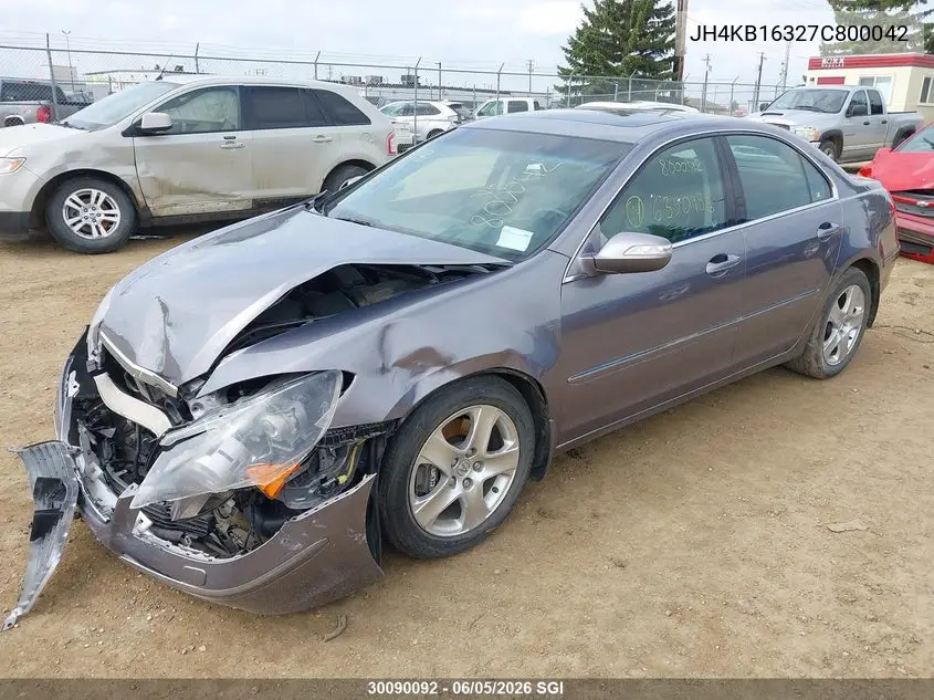 2007 Acura Rl VIN: JH4KB16327C800042 Lot: 30090092