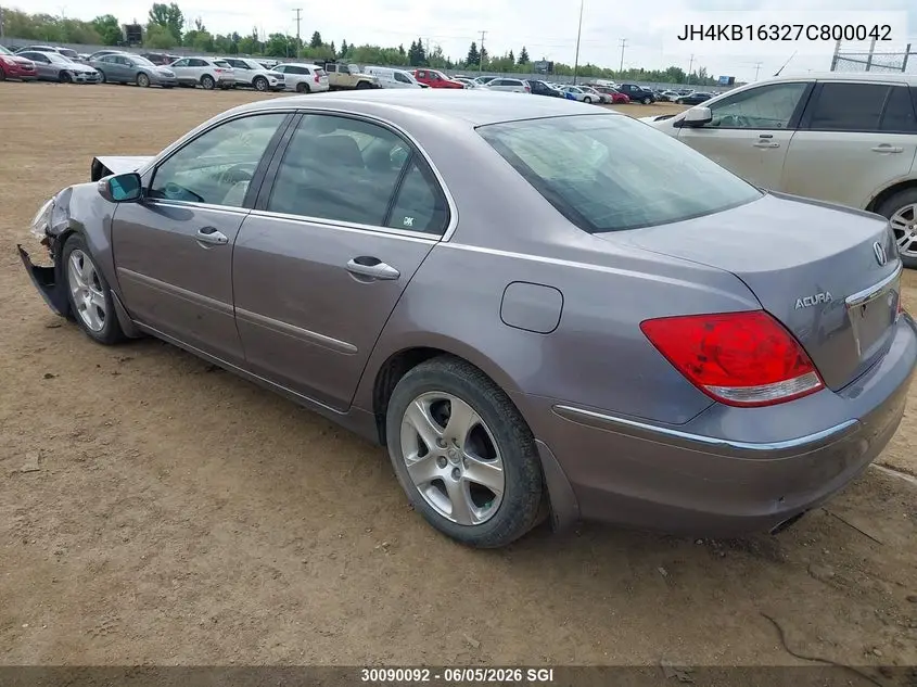 2007 Acura Rl VIN: JH4KB16327C800042 Lot: 30090092