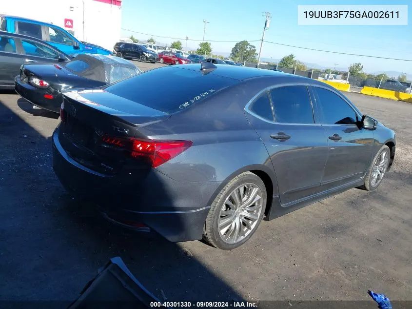 19UUB3F75GA002611 2016 Acura Tlx V6 Advance