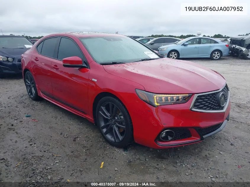 19UUB2F60JA007952 2018 Acura Tlx Tech A-Spec Pkgs