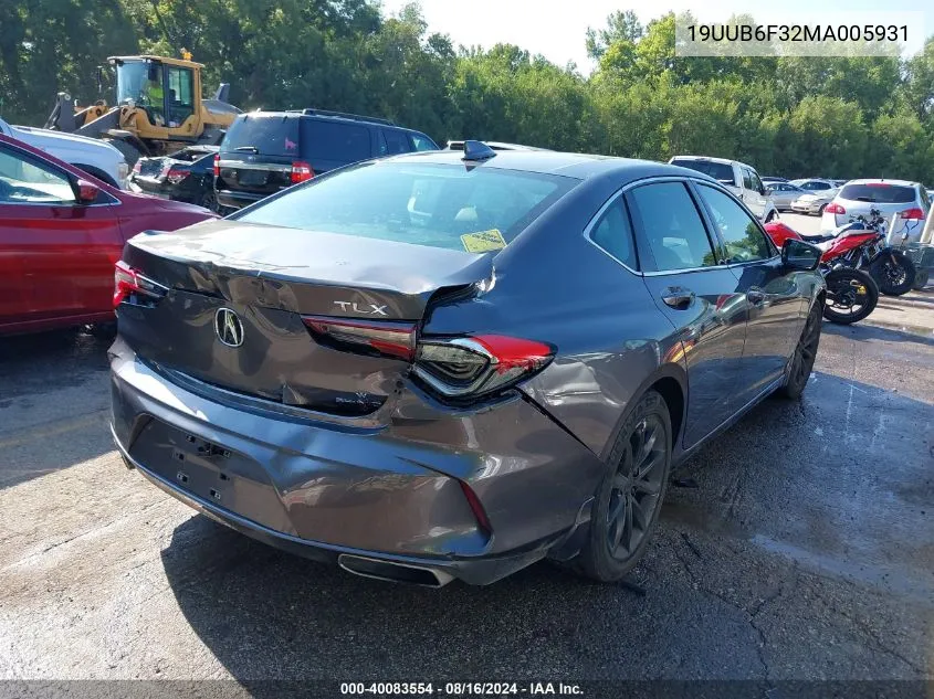 19UUB6F32MA005931 2021 Acura Tlx Standard